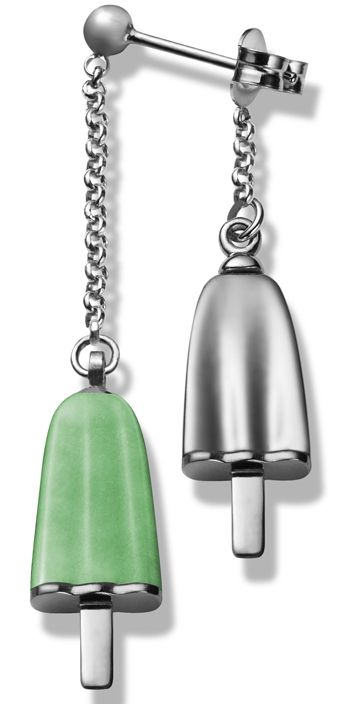 AMBROSINI JEWELS - ORECCHINI doppi ARGENTO 925° ghiacciolo finitura bianca pietra verde