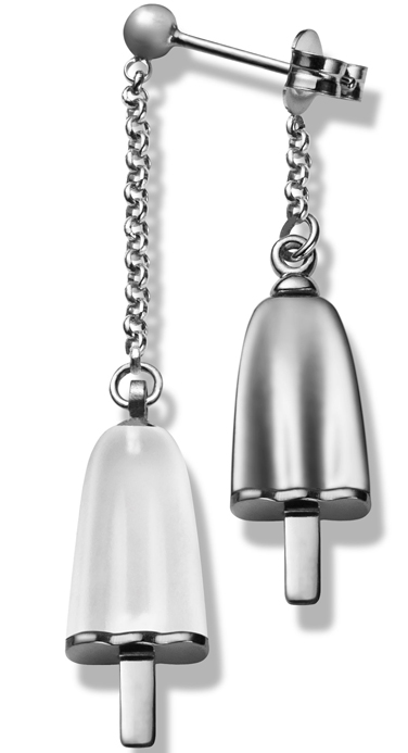 AMBROSINI JEWELS - ORECCHINI doppi ARGENTO 925° ghiacciolo finitura bianca pietra ghiaccio