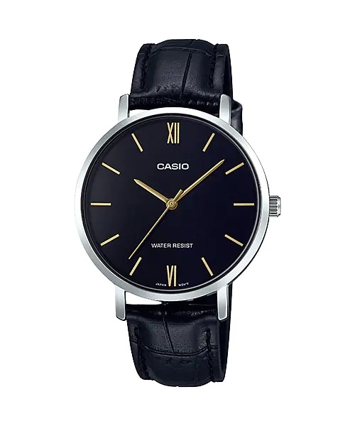 CASIO COLLECTION Mod. MINIMAL, LEATHER - BLACK
