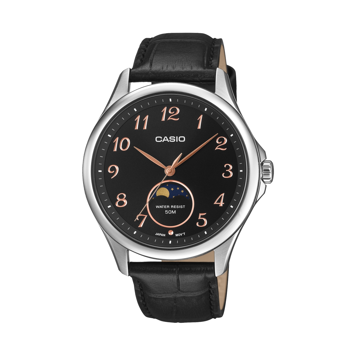 CASIO COLLECTION Mod. MOONPHASES - SILVER LEATHER
