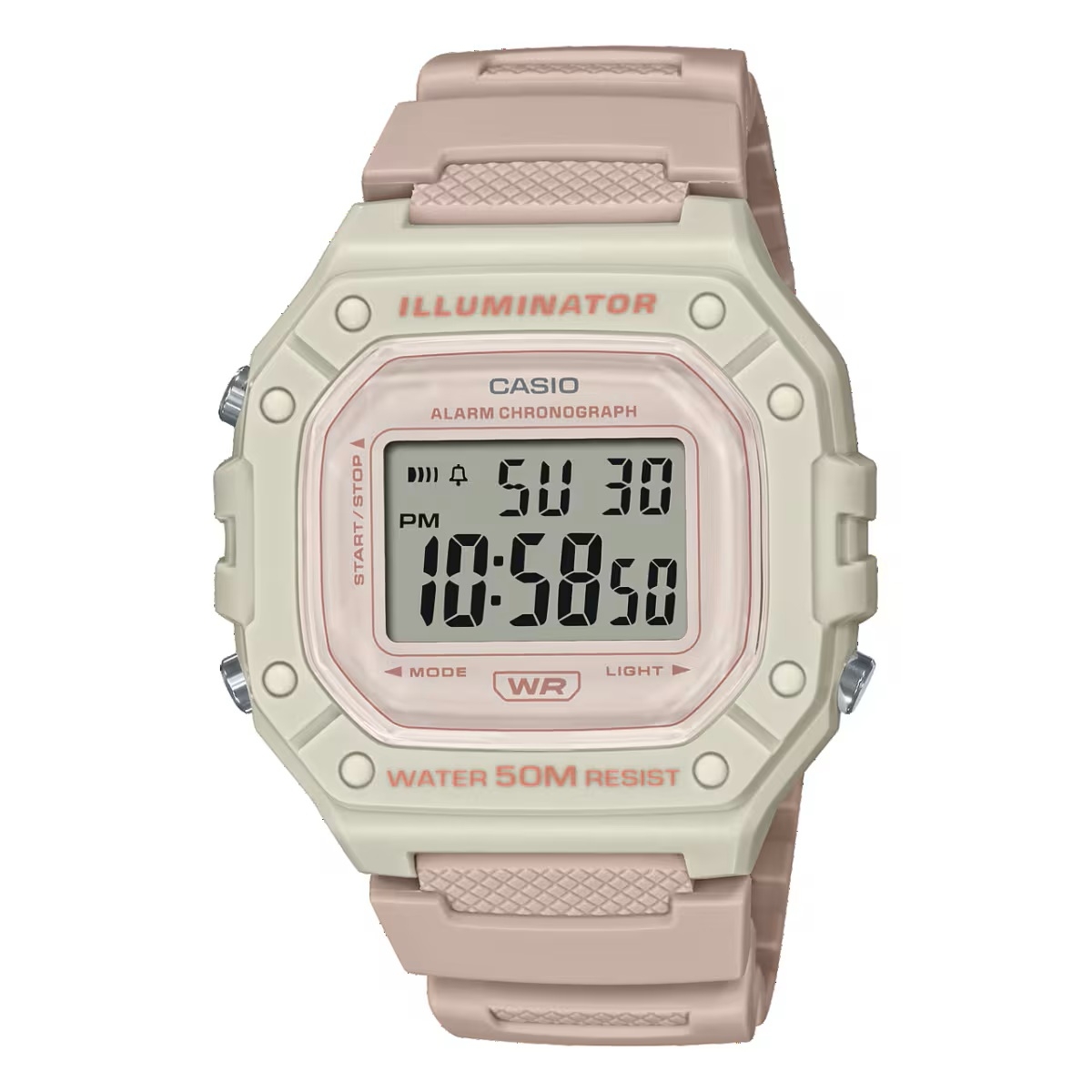 CASIO TIMELESS COLLECTION Mod. SPORT ILLUMINATOR WR 50M, ALARM, CHRONOGRAPH - LIGHT PINK - COLORED SERIE