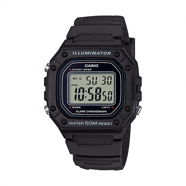 CASIO TIMELESS COLLECTION Mod. SPORT ILLUMINATOR WR 50M, ALARM, CHRONOGRAPH - BLACK
