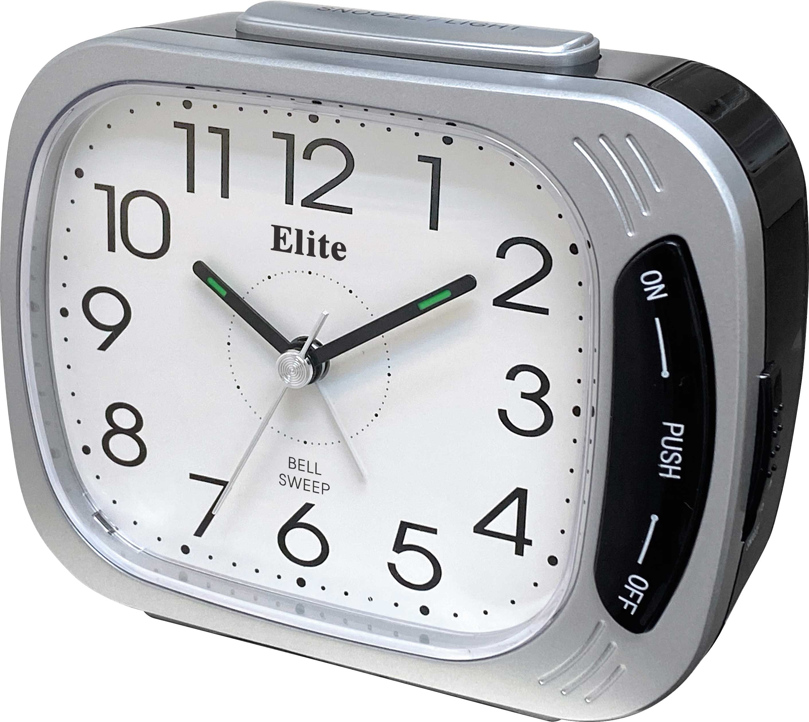 ELITE Sveglia silent. suoneria su campanello. luce. snooze - ARGENTO - Silent alarm clock. bell ring. light. snooze - SILVER