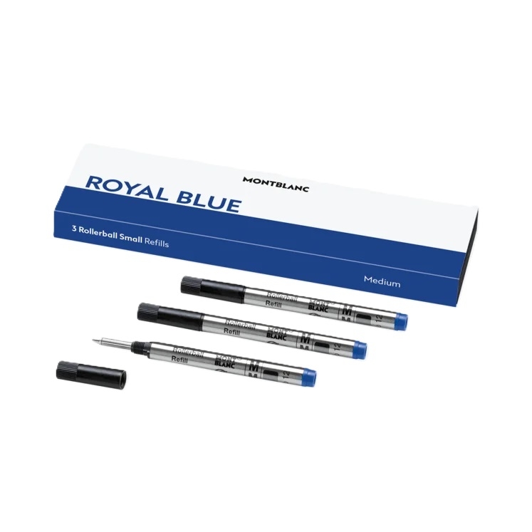 MONTBLANC Mod. ROYAL BLUE - REFILLS ROLLER BALL PEN - SMALL - 3 PCS