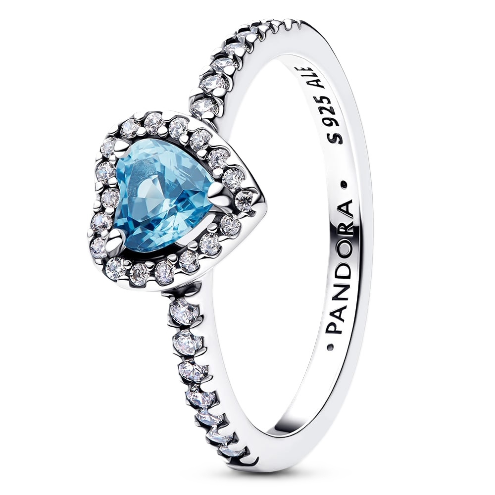 PANDORA JEWELRY Mod. ELEVATED LIGHT BLUE HEART RING