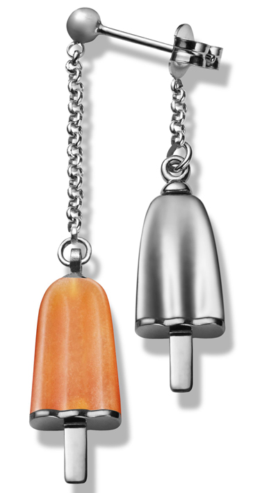 AMBROSINI JEWELS - ORECCHINI doppi ARGENTO 925° ghiacciolo finitura bianca pietra arancio