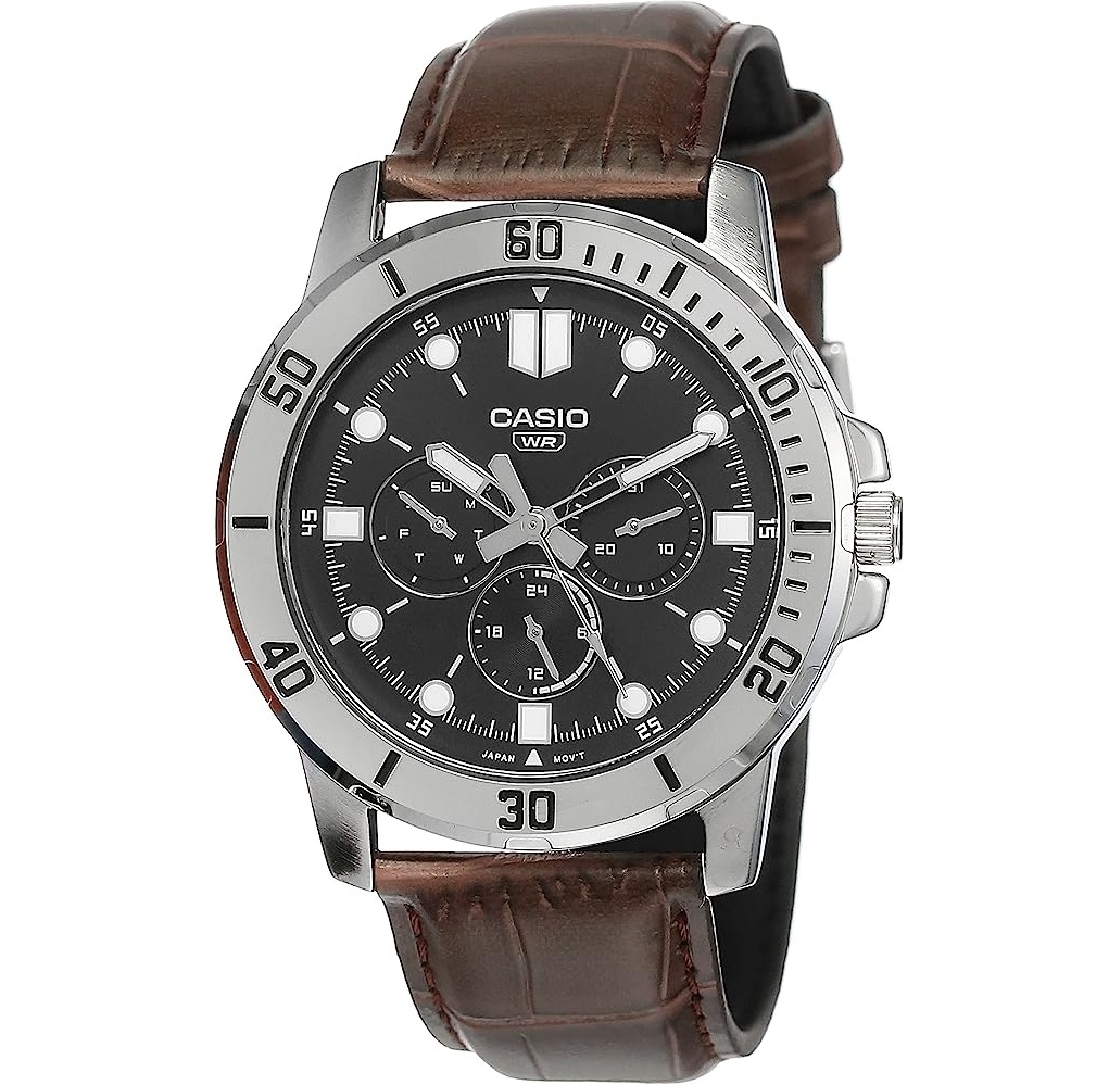 CASIO COLLECTION Mod. DIVER MULTIFUCTION, LEATHER - BLACK