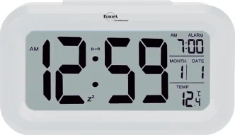 ELITE Sveglia digitale con luce LED automatica (sensore crepuscolare) - BIANCO - Digital alarm clock with automatic LED light (twilight sensor) - WHITE