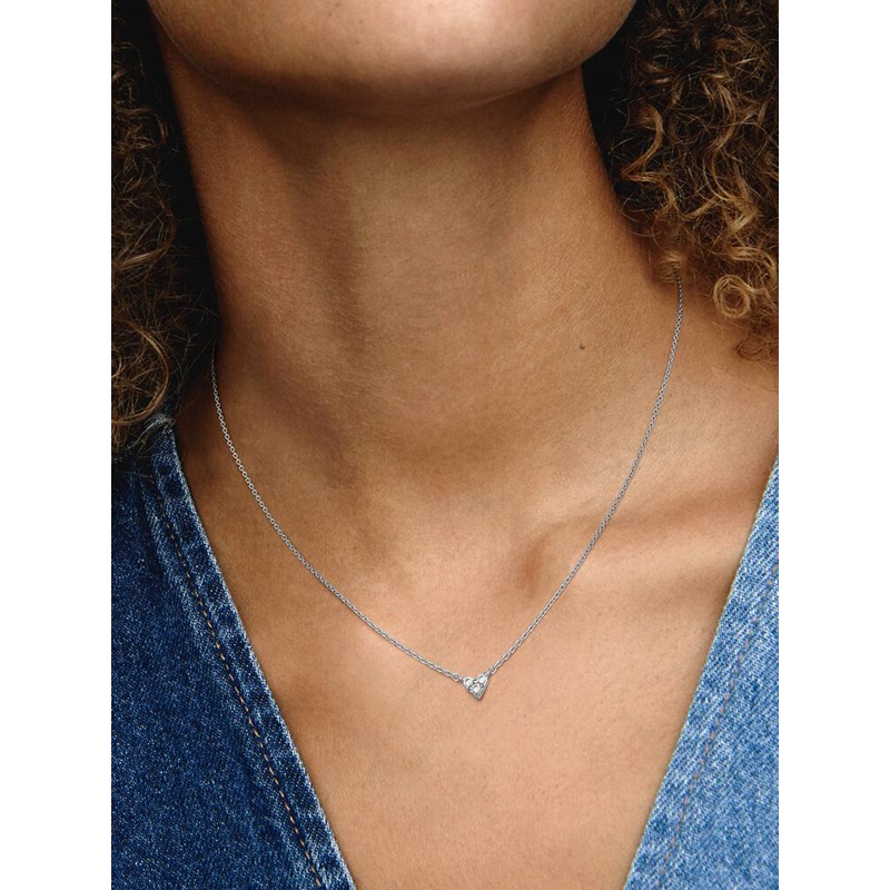 PANDORA Mod. TRIPLE STONE HEART COLLIER NECKLACE